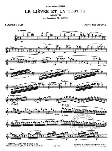 Le Lievre Et La Tortue, Impromptu (saxophone-alto & Piano)